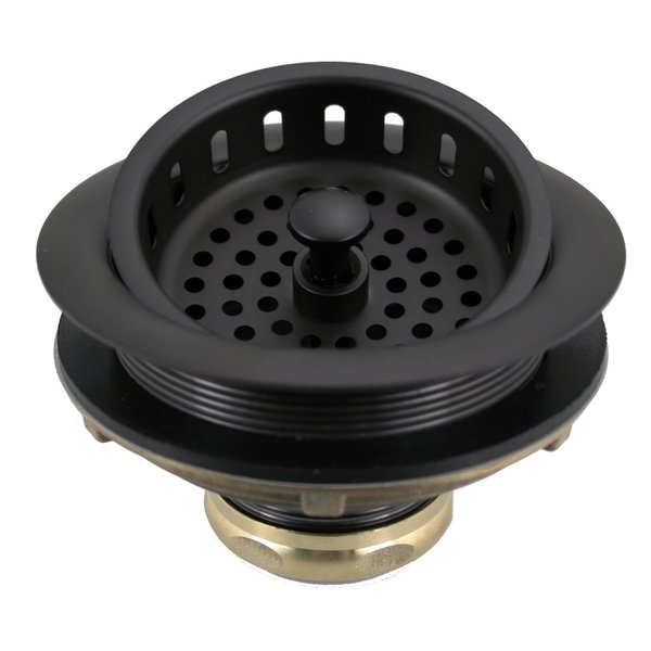 Westbrass Post Style Large Kitchen Basket Strainer in Powdercoated Flat Black D214-62